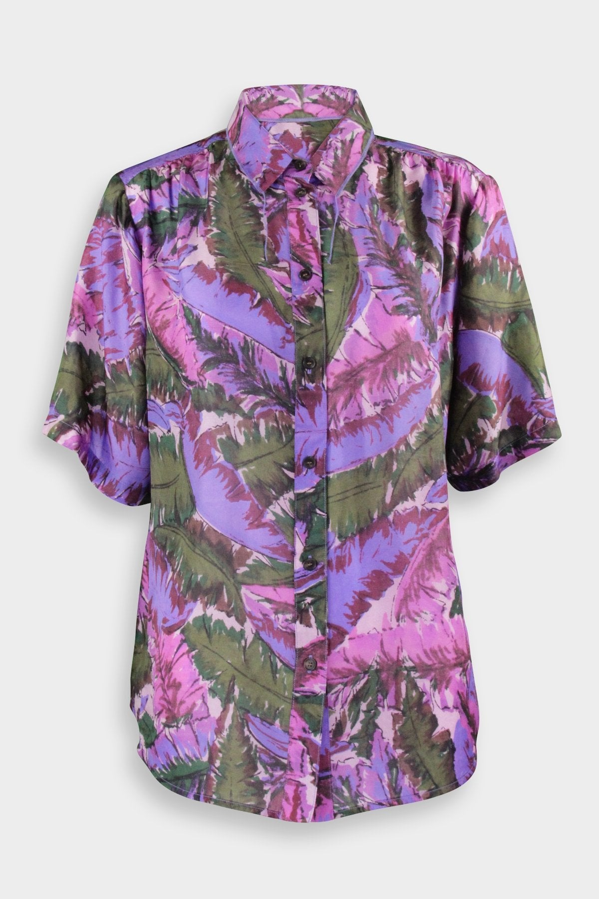 Dainty Collar Blouse Print Top in Pink Jungle