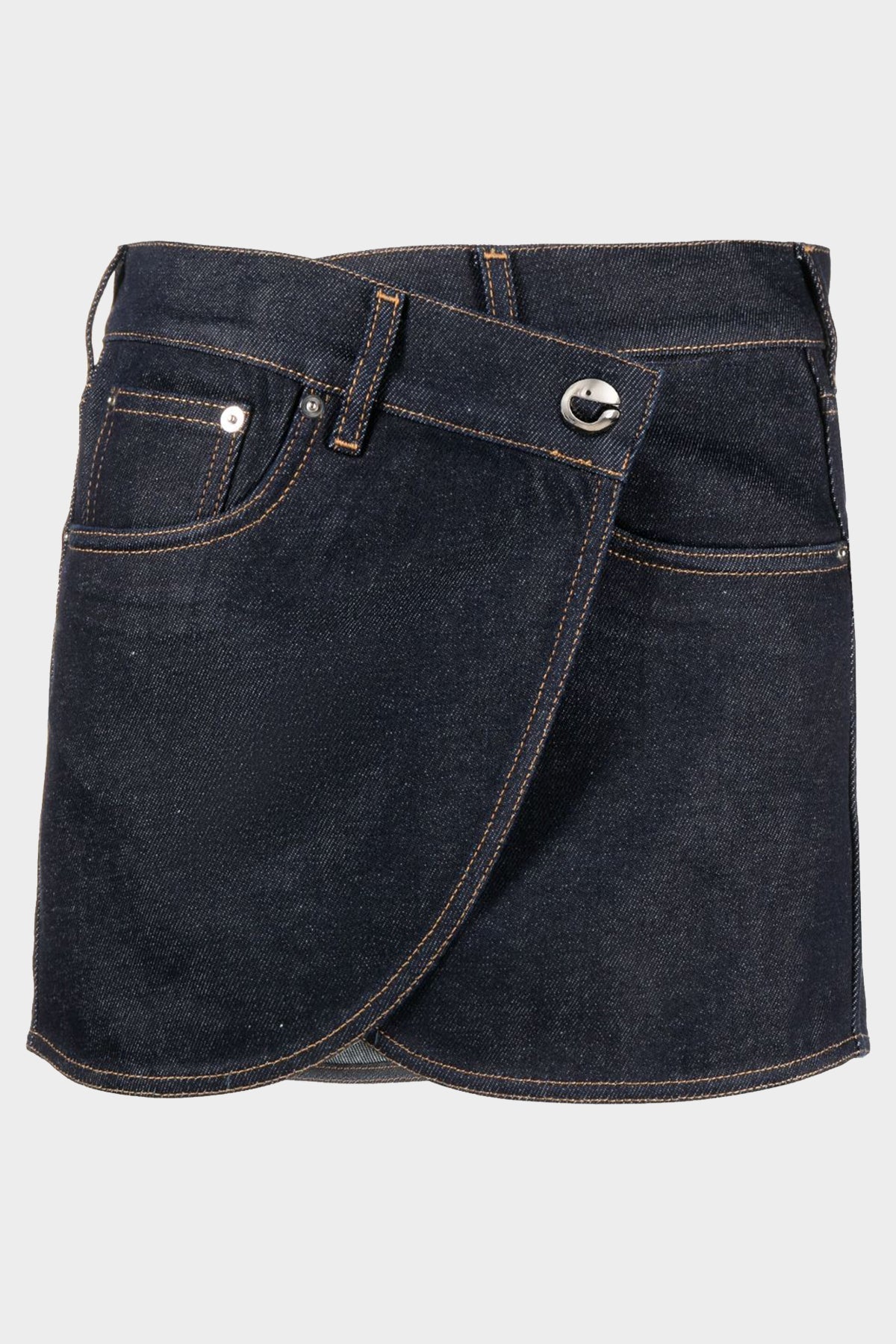 Denim Mini Skirt in Dark Blue