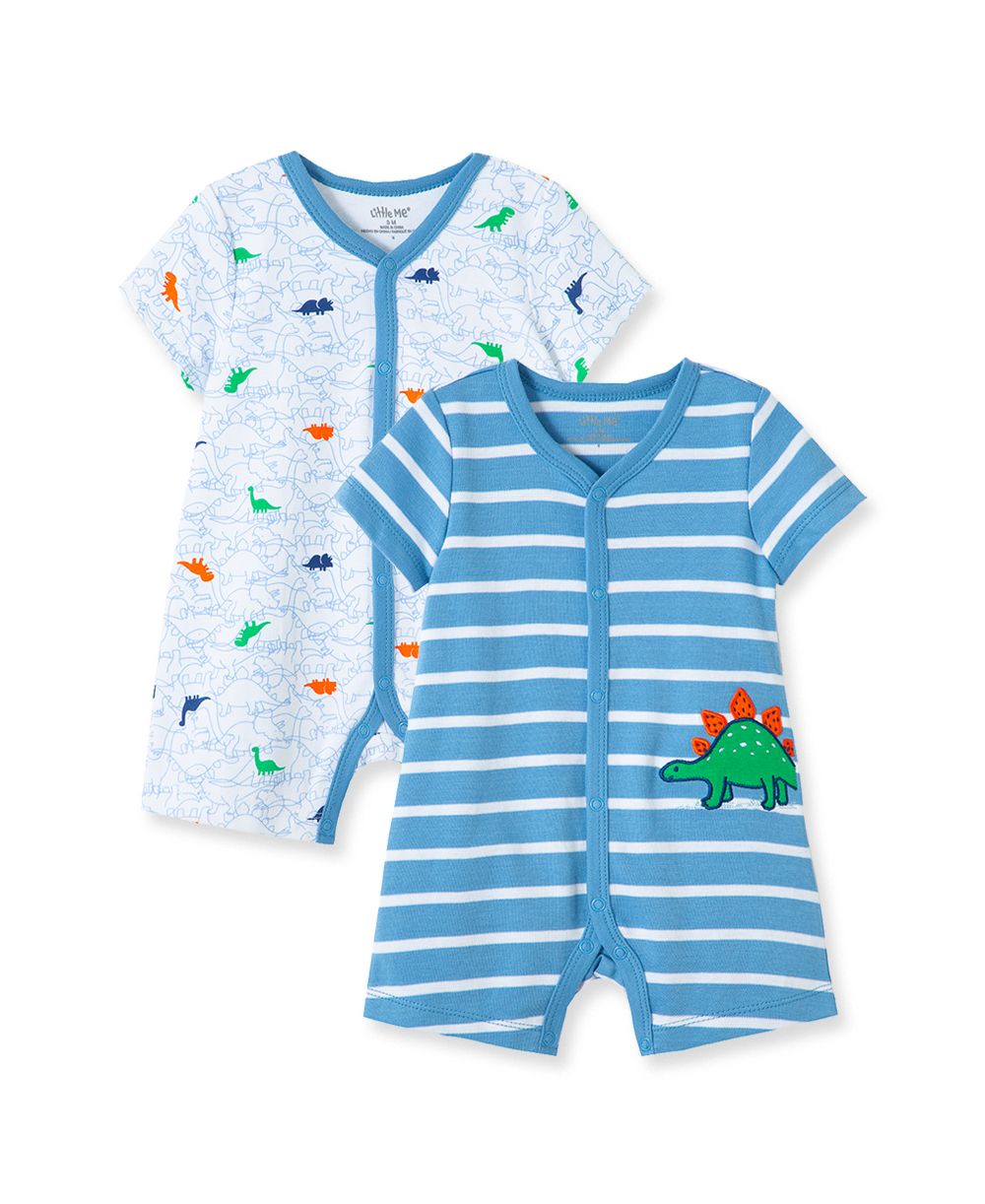 Dino 2-Pack Rompers in Blue