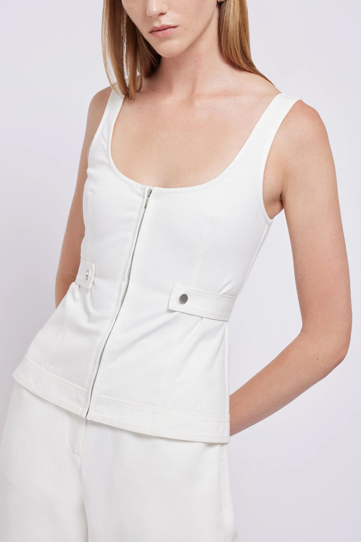 Dolce Zip Up Top in White