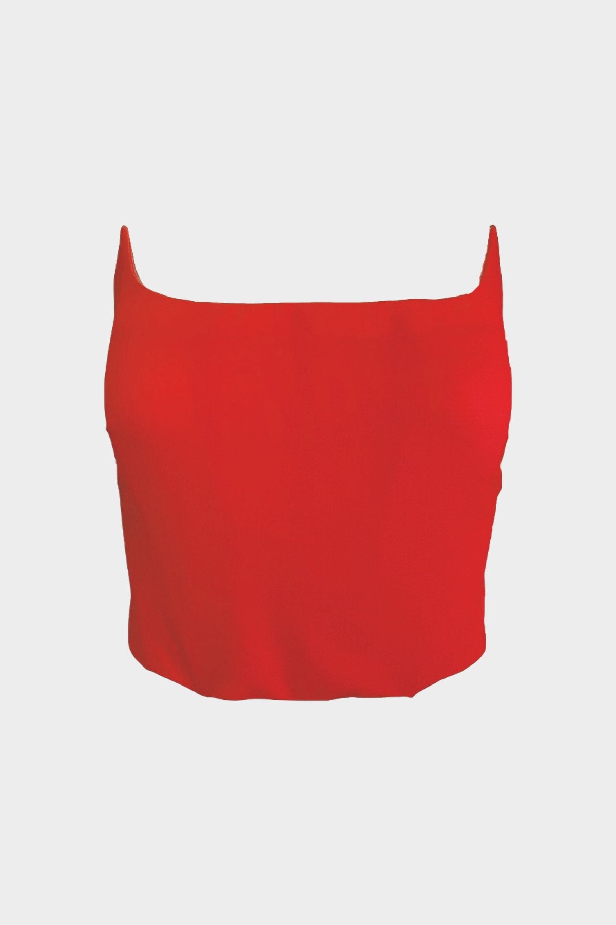 Double Twisted Light Wool Bustier Top in Red