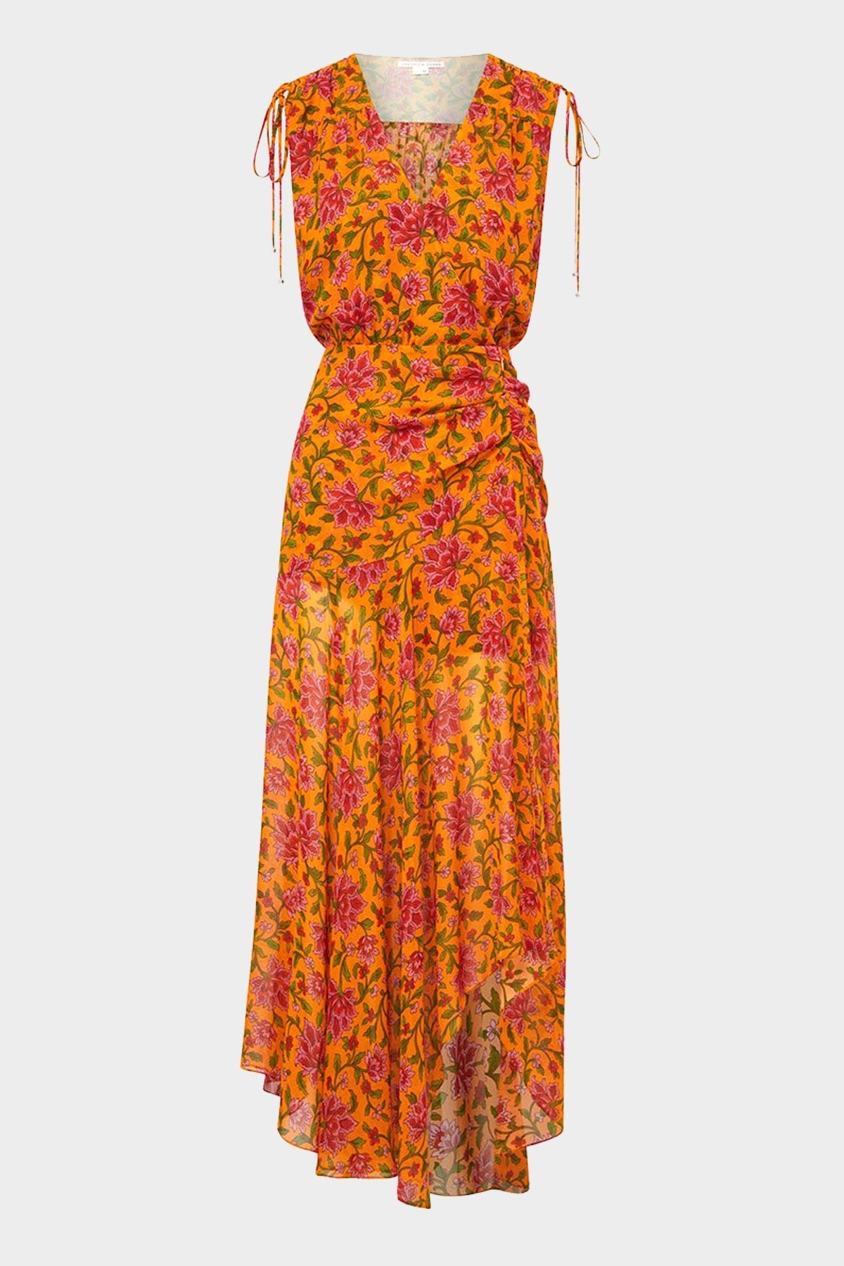 Dovima Silk Dress in Hot Orange Multi