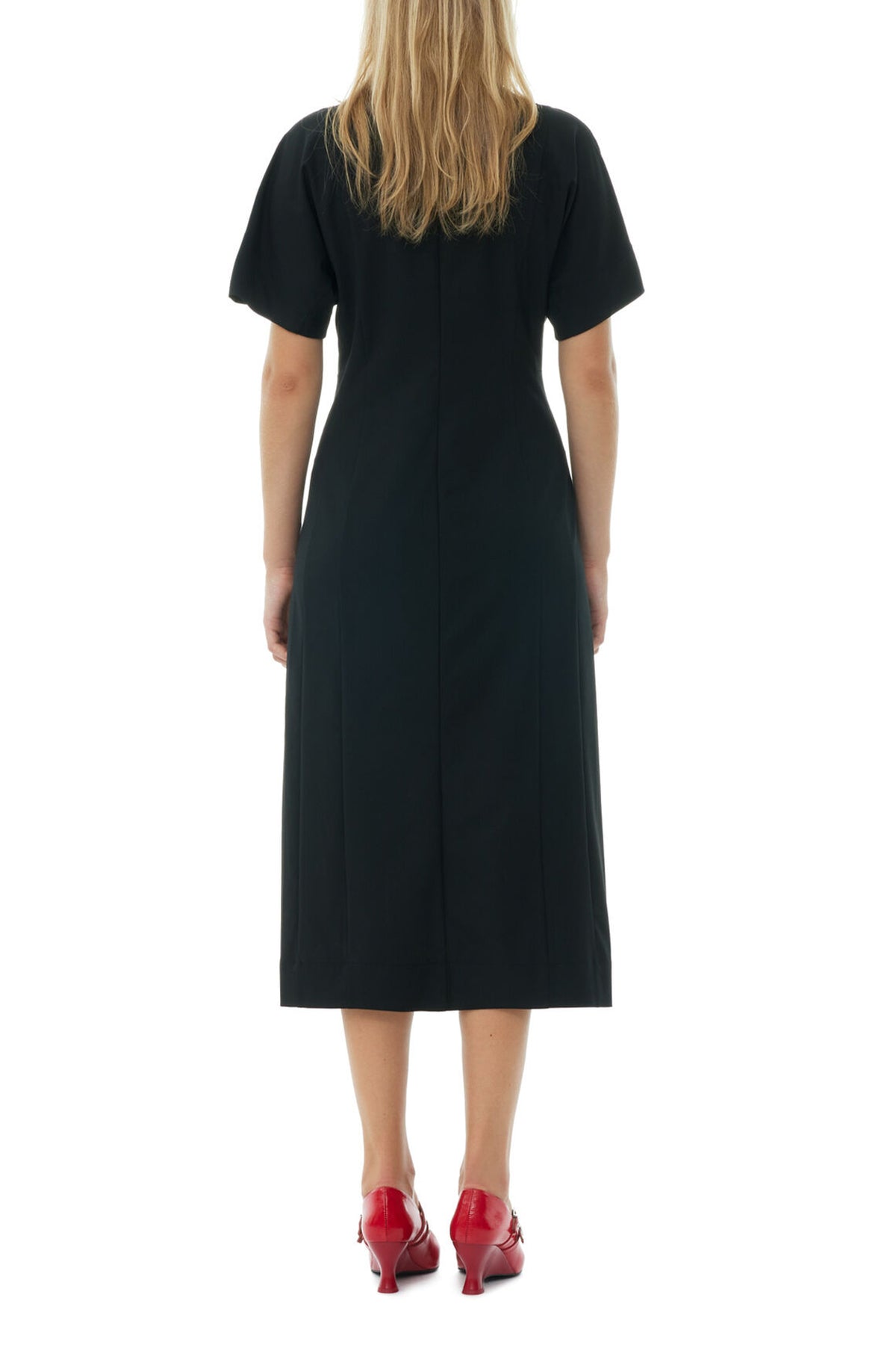 Drapey Melange Midi Dress in Black