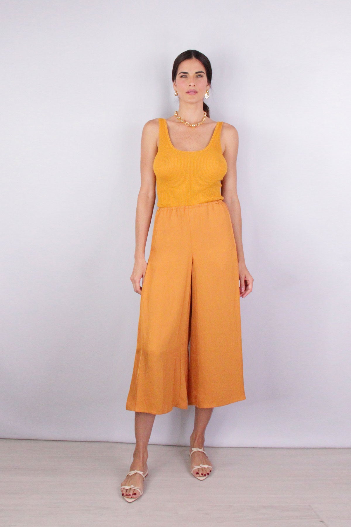 Drapey Pull On Culotte in Dark Ginger