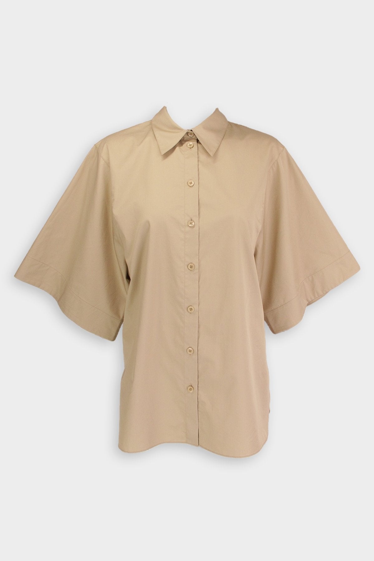 Eco Poplin Rolled Sleeve Shirt in Clay