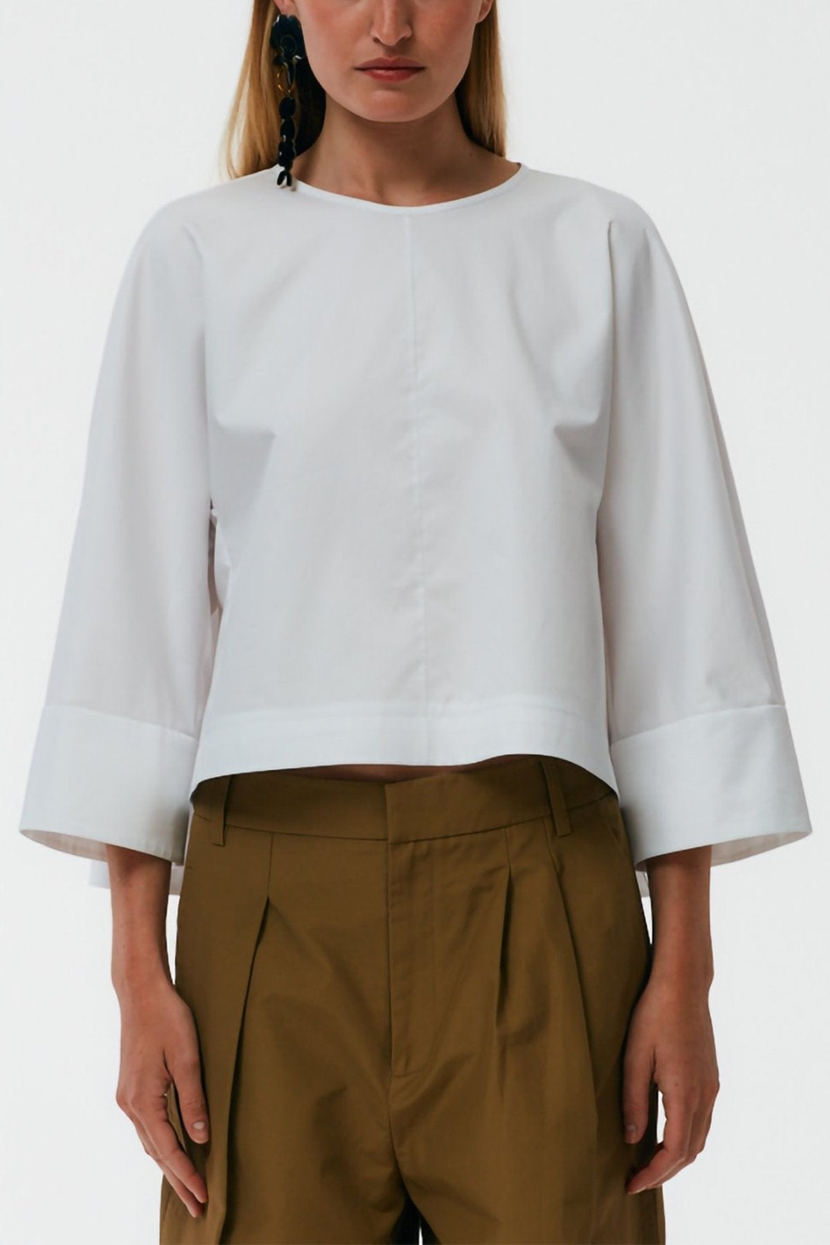 Eco Poplin Sculpted Top in White