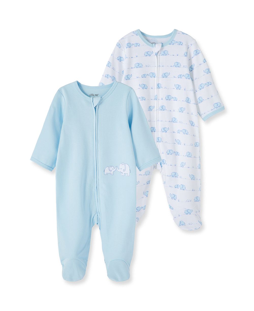 Elephant 2-Pack Footie in Blue