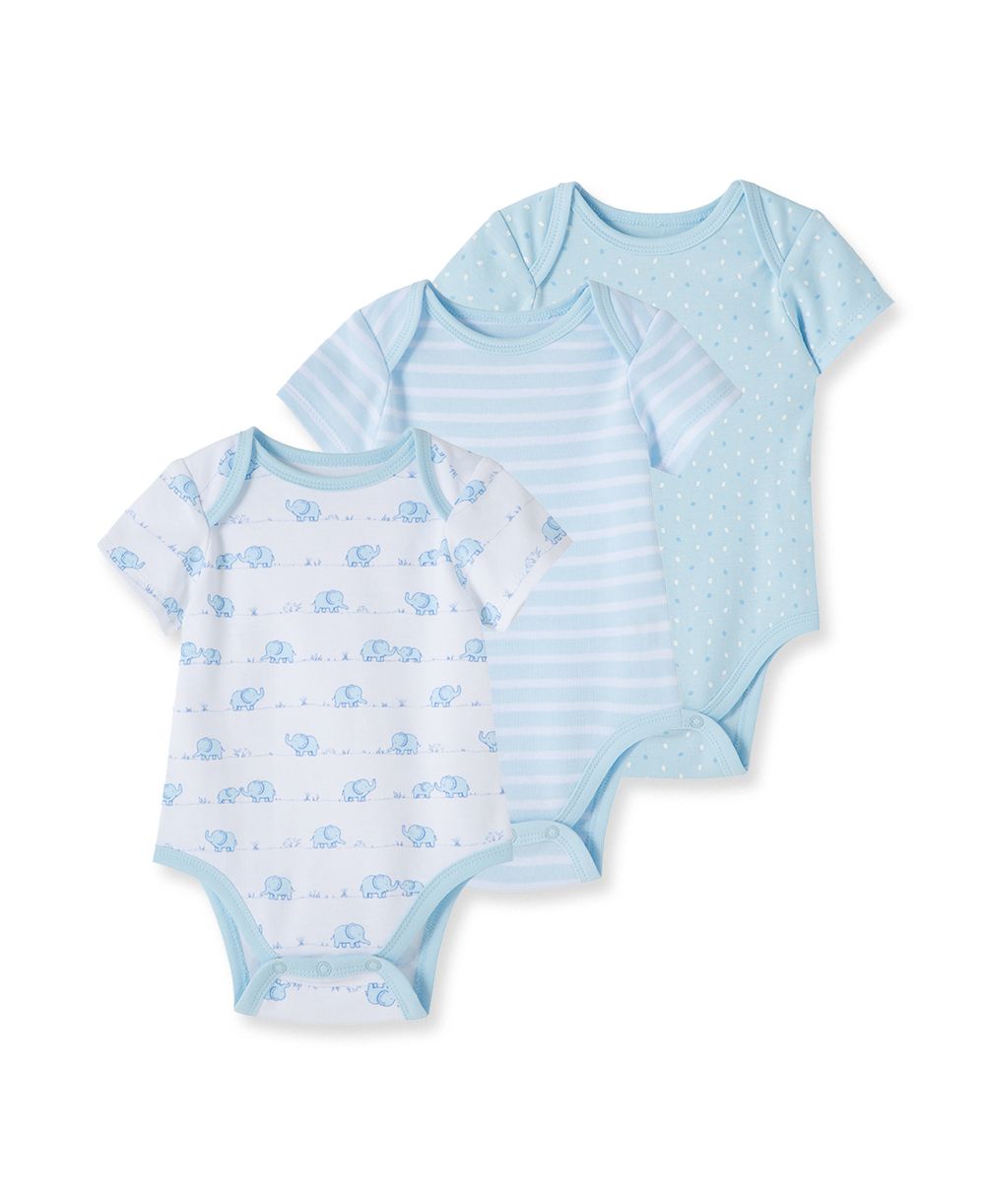 Elephant 3-Pack Bodysuit in Blue