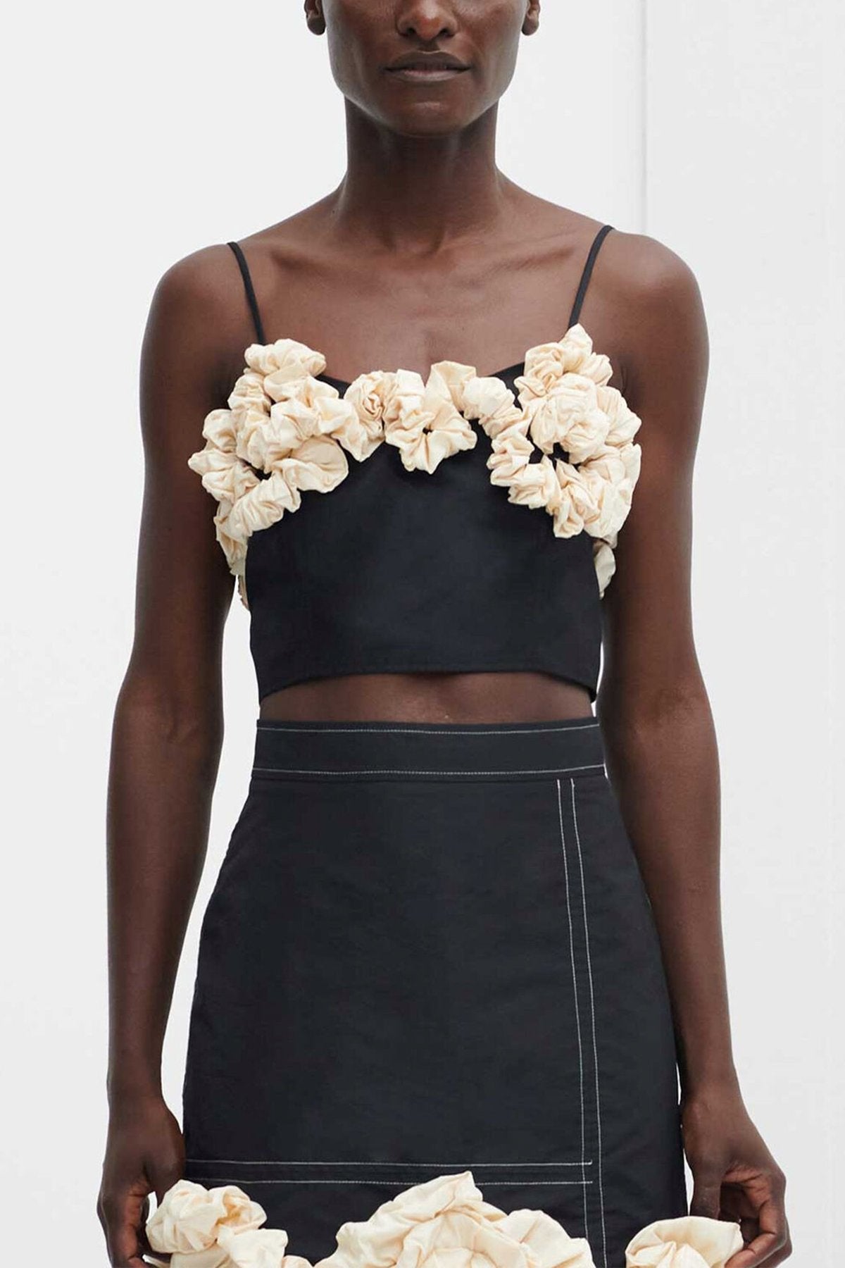 Embellished Crop Top in Black