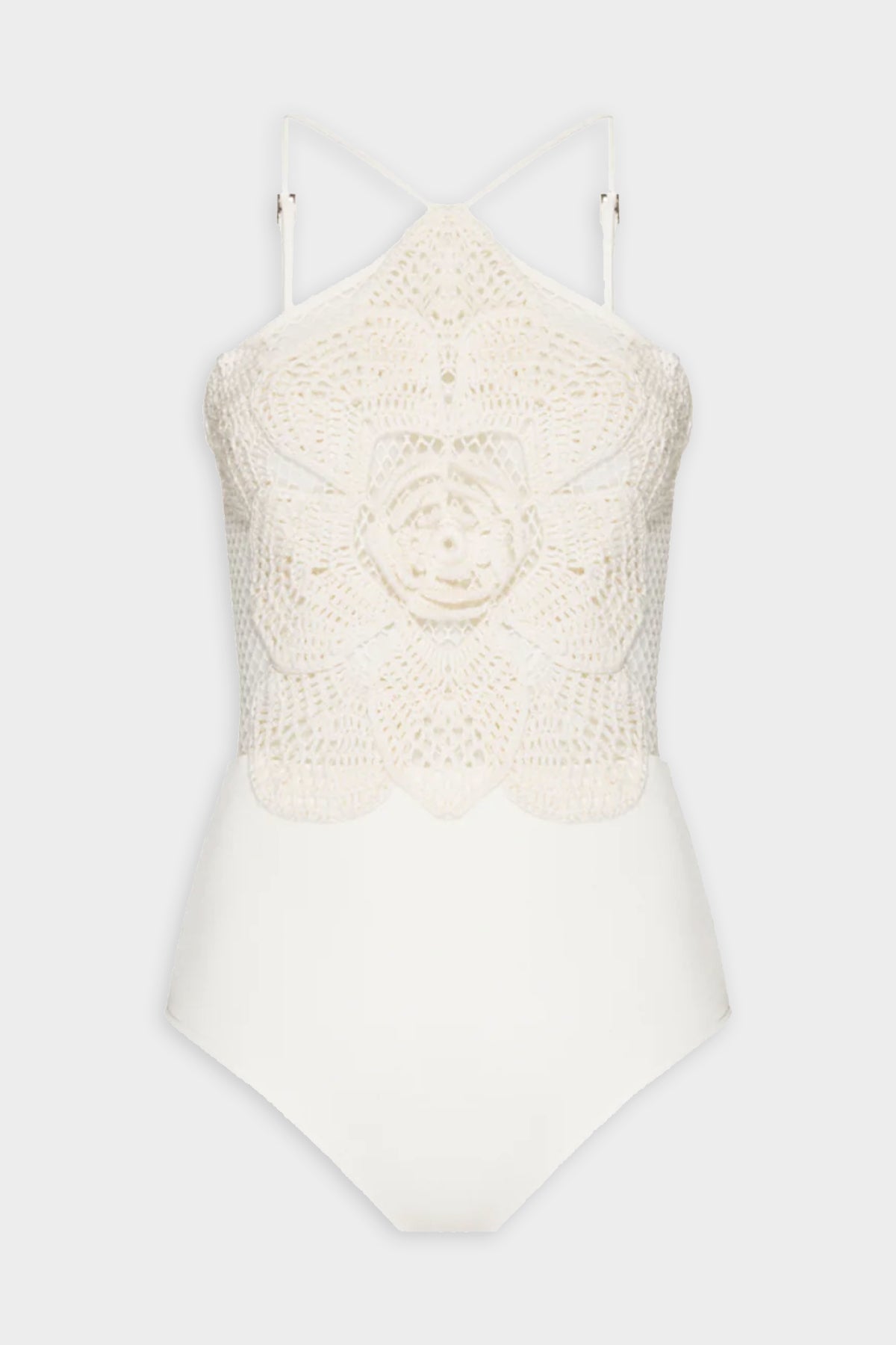 Embroidered Crochet Bodysuit in Ivory