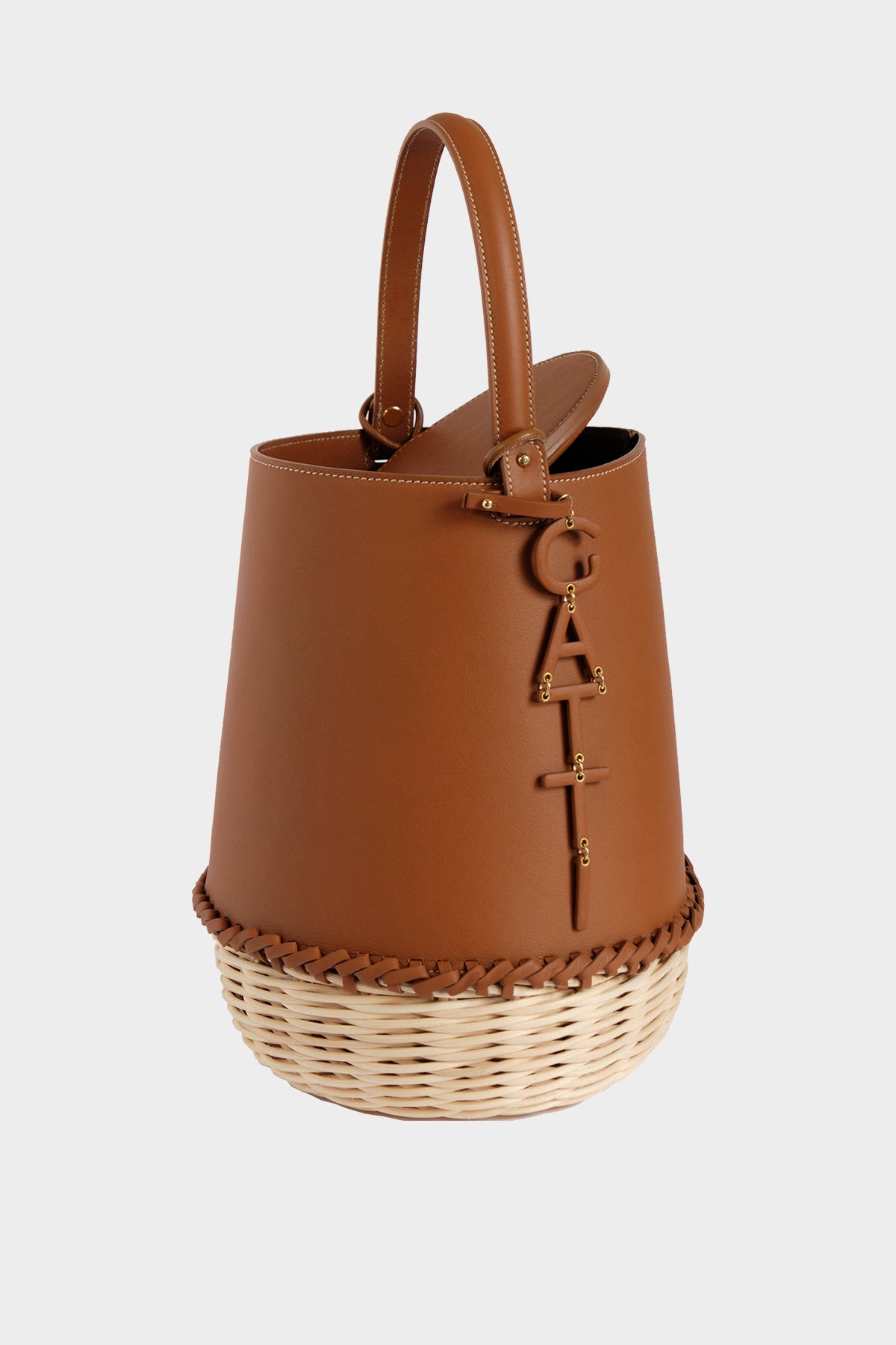 Emily Leather Wicker Bag in Terracota