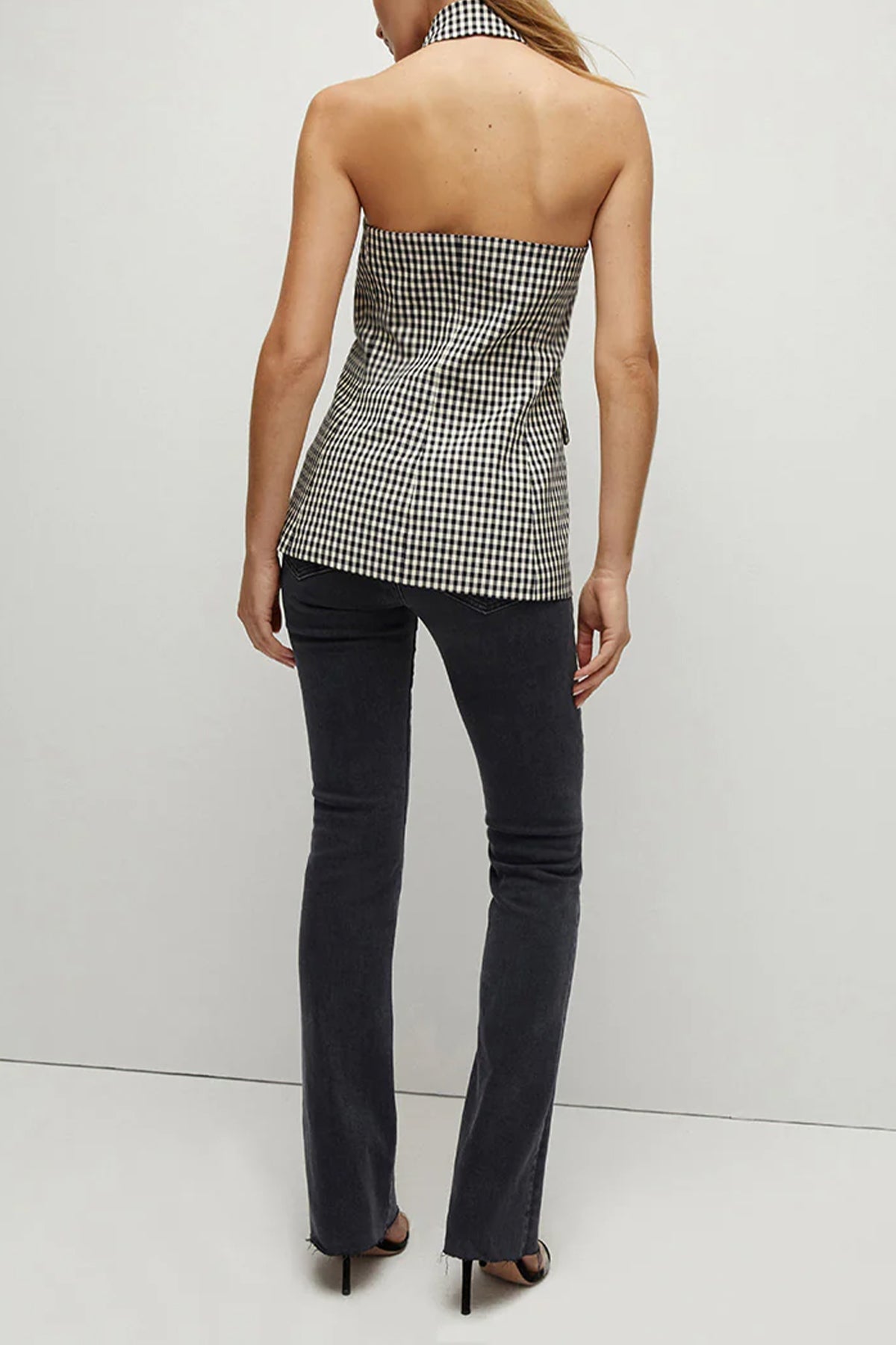 Enfield Gingham Vest in Black Ecru