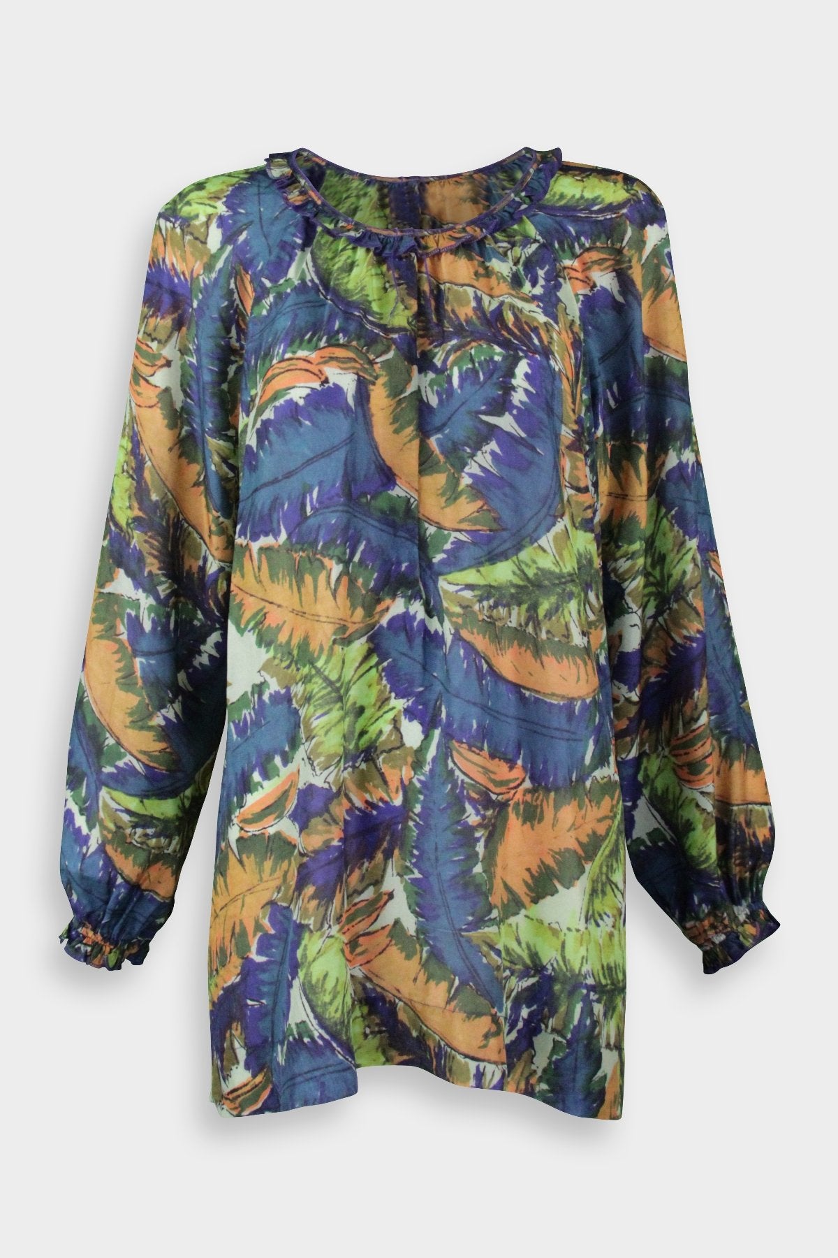 Ether Blouse Print Top in Blue Jungle