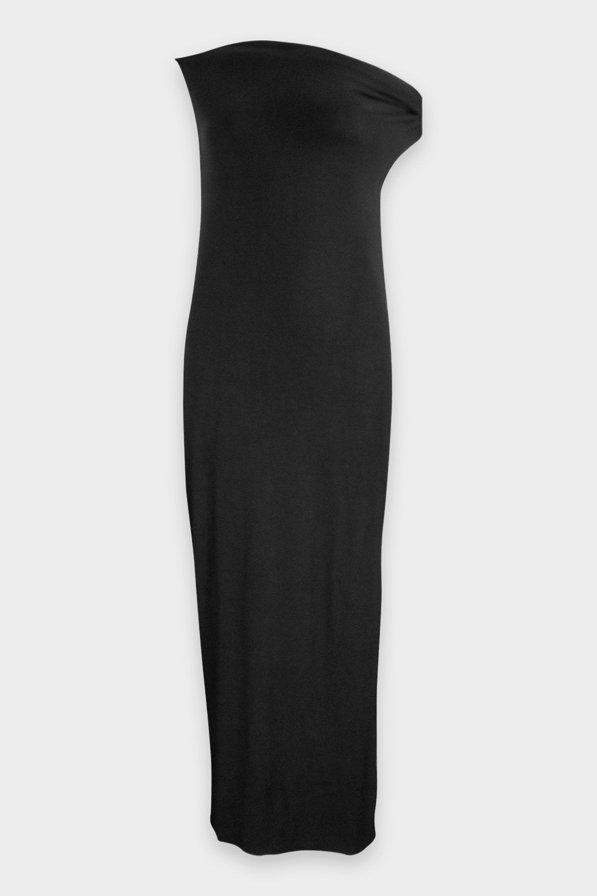 Exposed Shoulder Ankle Length Dress in Black