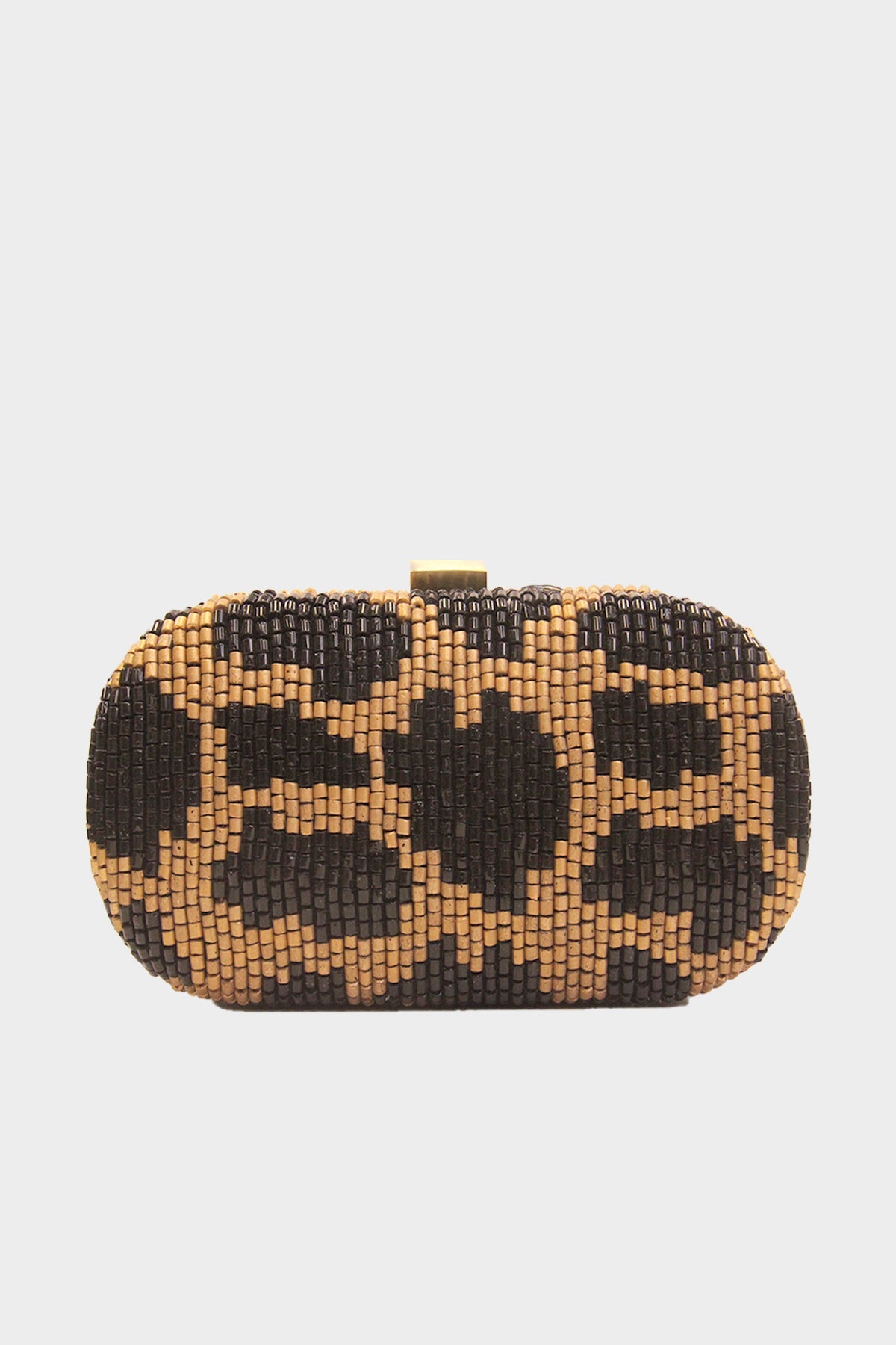 Fauna Beaded Clutch in Black/Gold