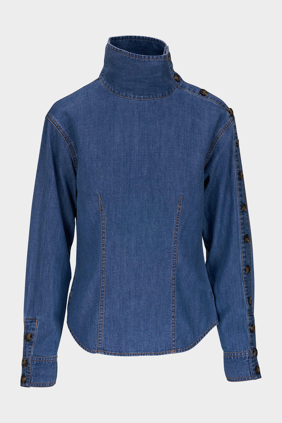 Fauri Asymmetrical Denim Shirt in Cornflower