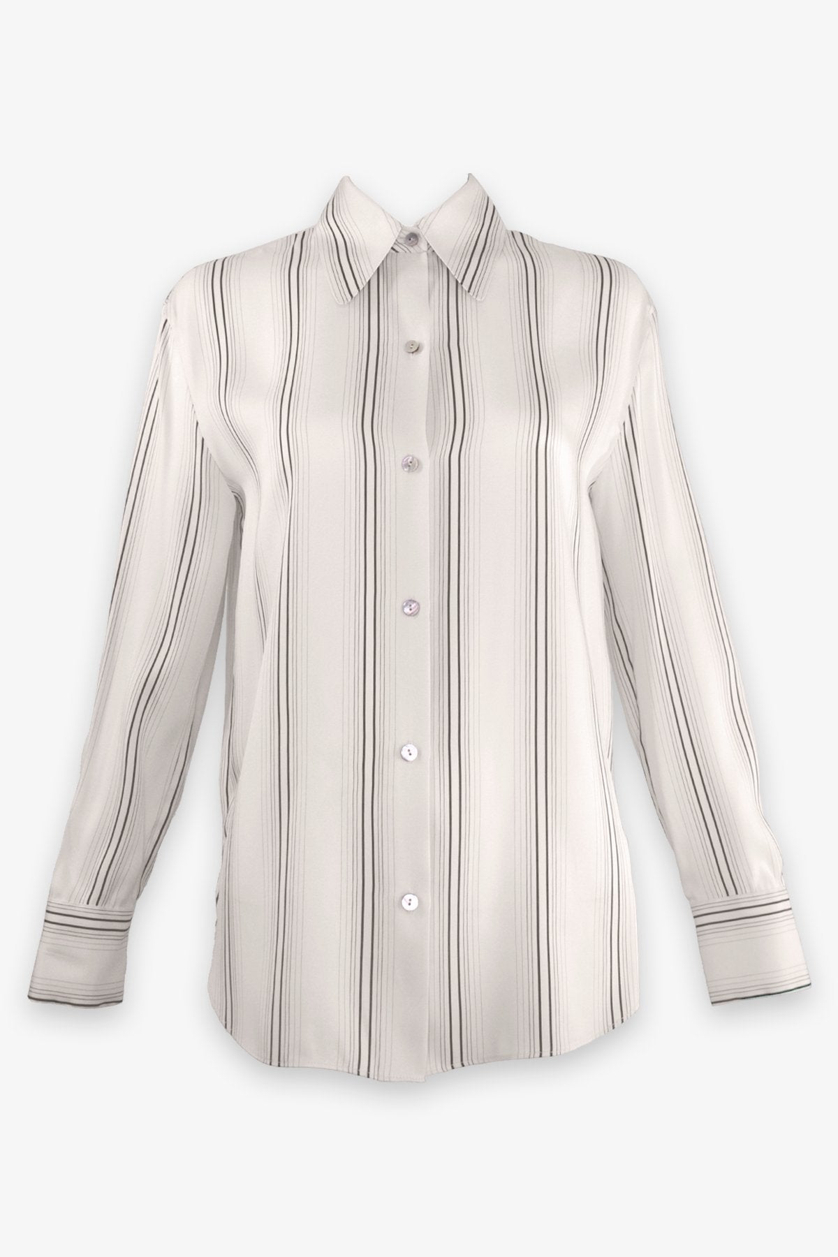 Fine Variegated Stripe Button Down in Chiffon