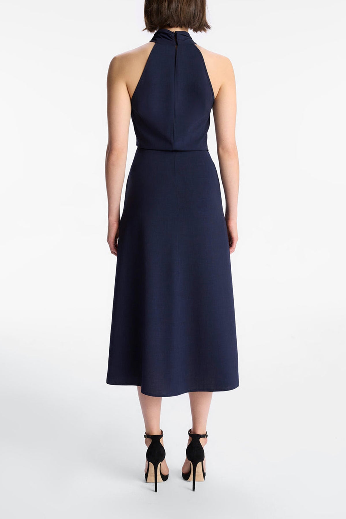 Fiona Pleated Midi Dress in Evening Blue