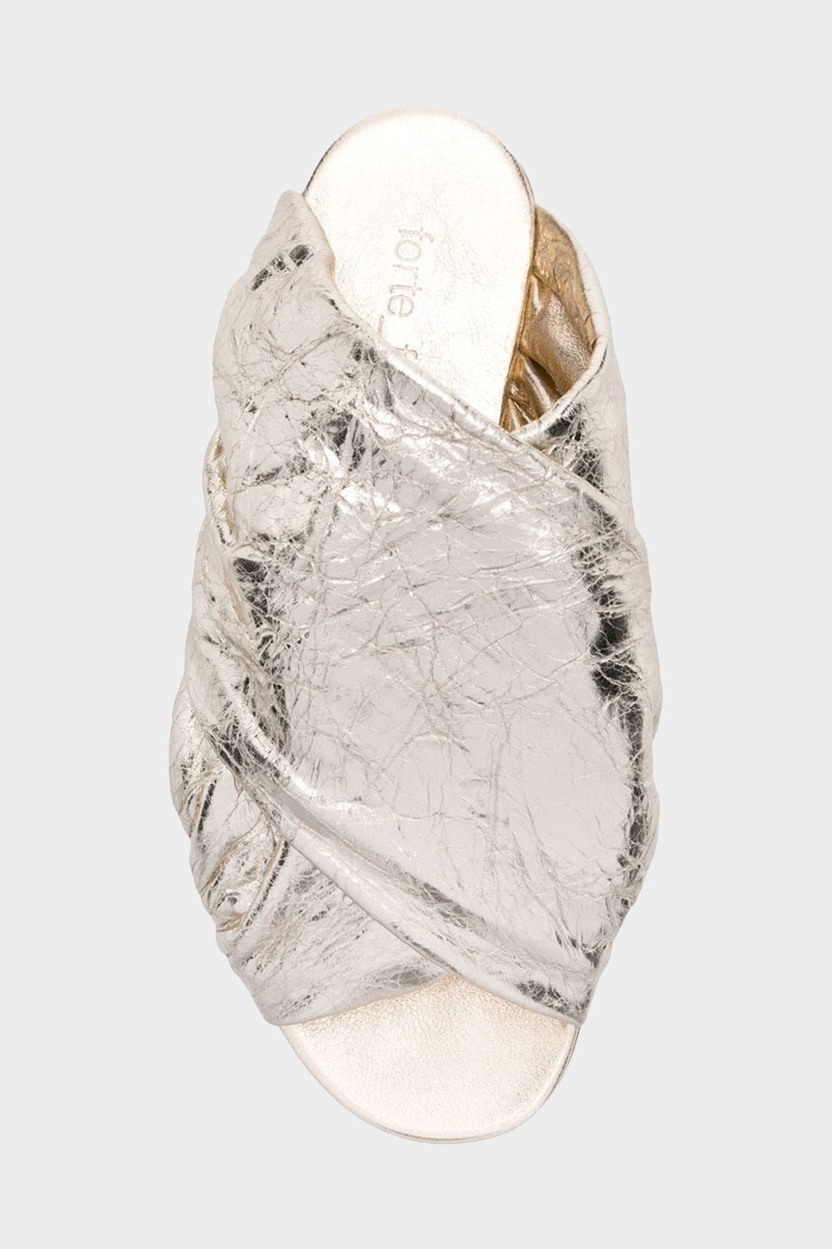 Flat Sandal in Lamé Calfskin in Silver