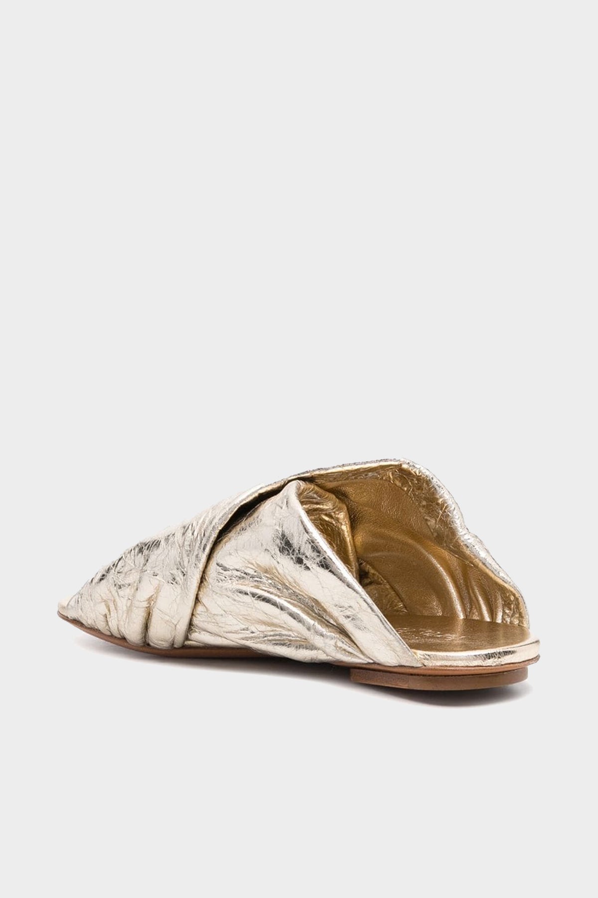 Flat Sandal in Lamé Calfskin in Silver