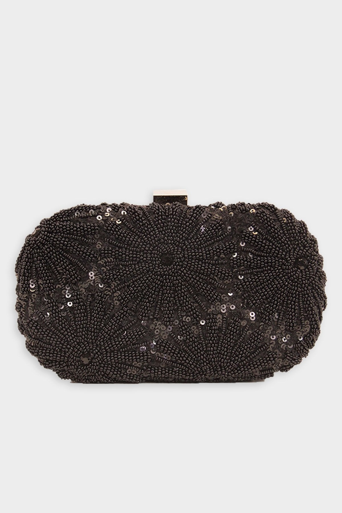 Floral Beaded Clutch in Black