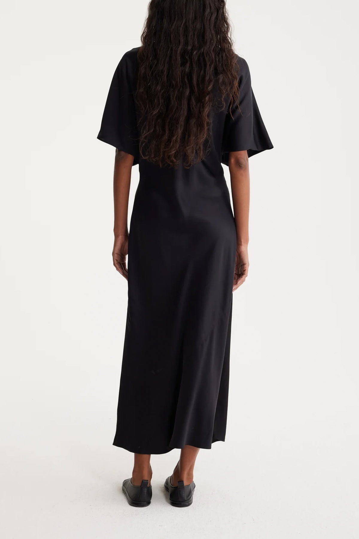 Fluid Satin Dress in Noir