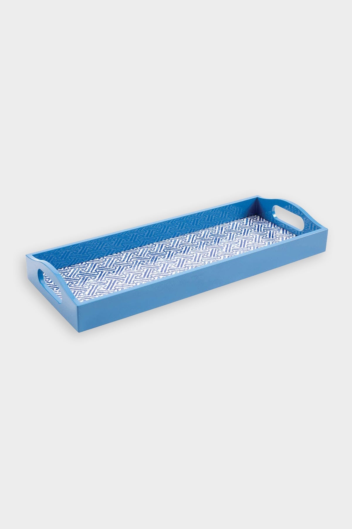 Fretwork Lacquer Bar Tray in Blue