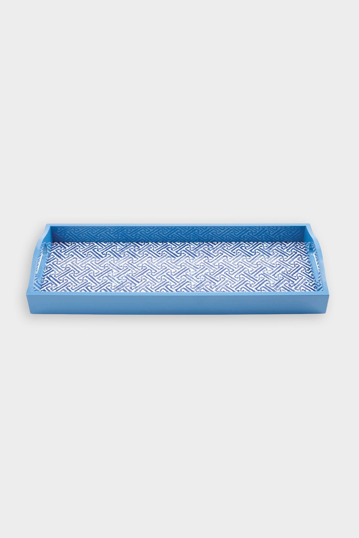 Fretwork Lacquer Bar Tray in Blue