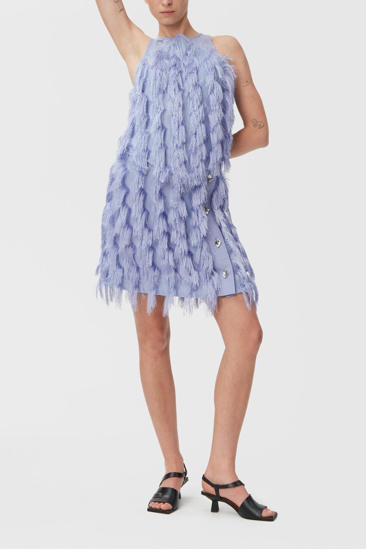 Fringe Mesh Skirt in Persian Violet