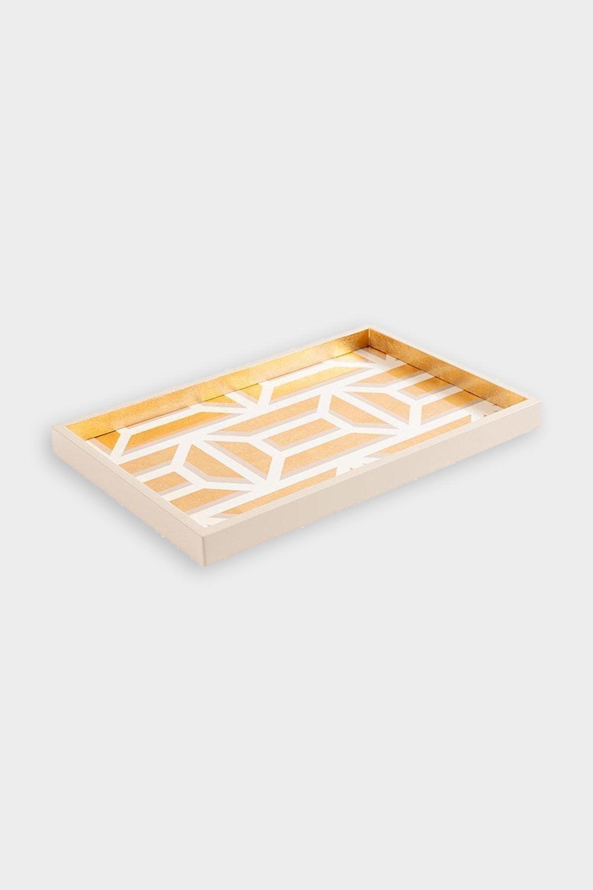 Garden Gate Lacquer Vanity Tray in White & Gold