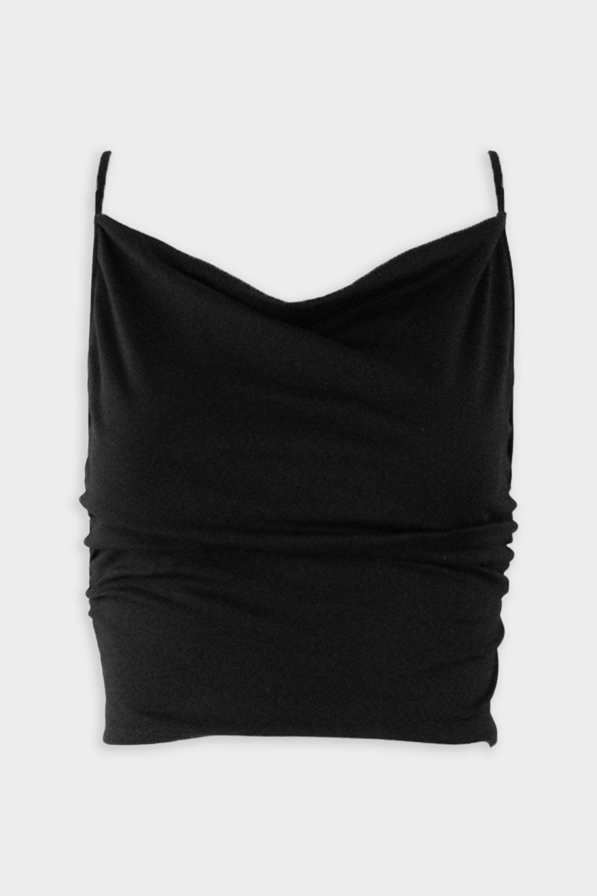 Gathered Cowl Crop Top in Black