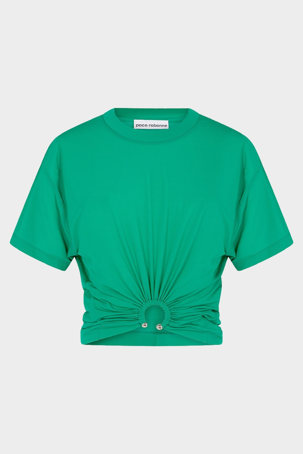 Gathered Jersey Crop Top in Emerald