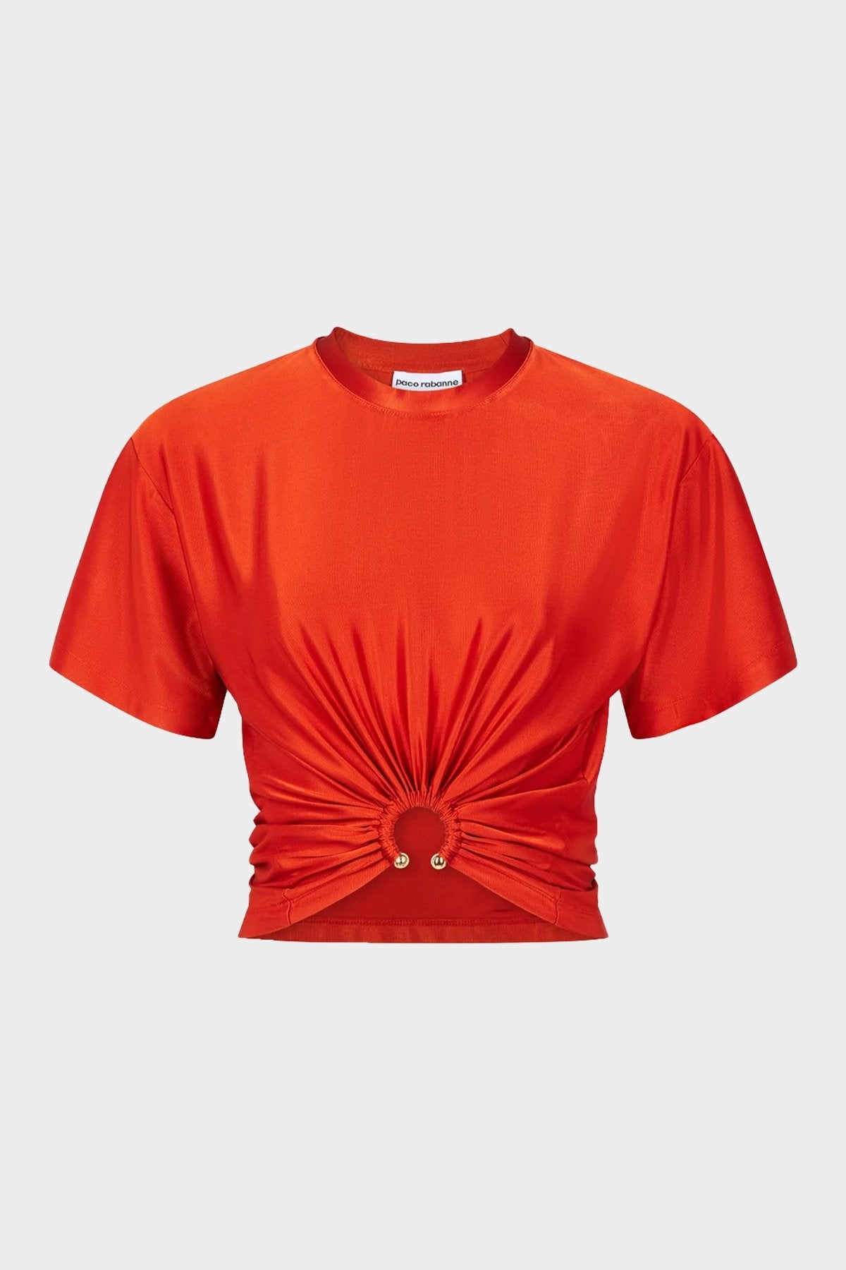 Gathered Short-Sleeve T-Shirt in Paprika