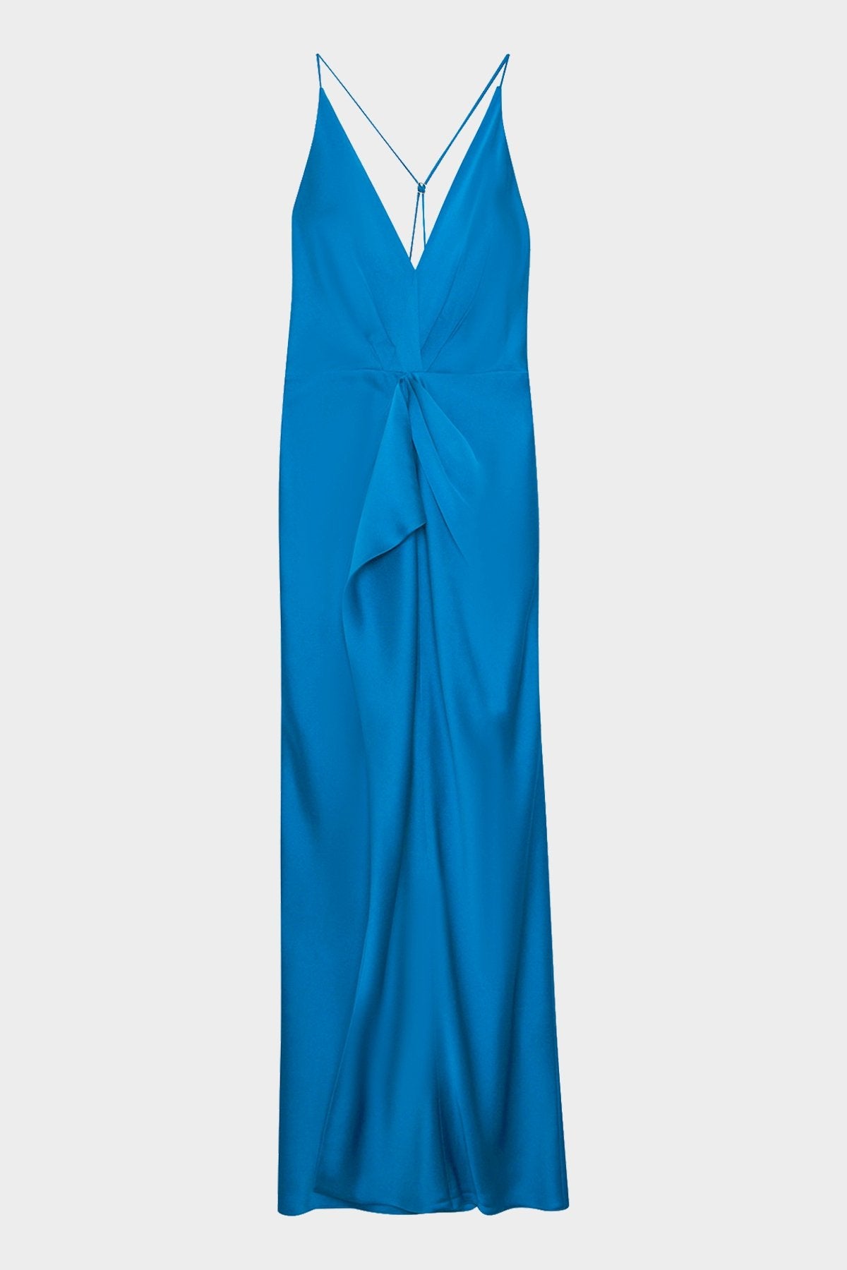 Giana Front Drape Gown in Phthalo Blue