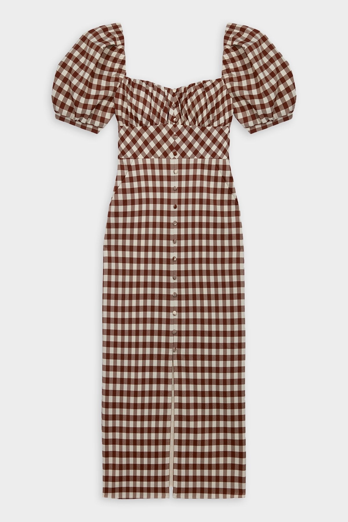 Gingham Midi Dress in Brown Check