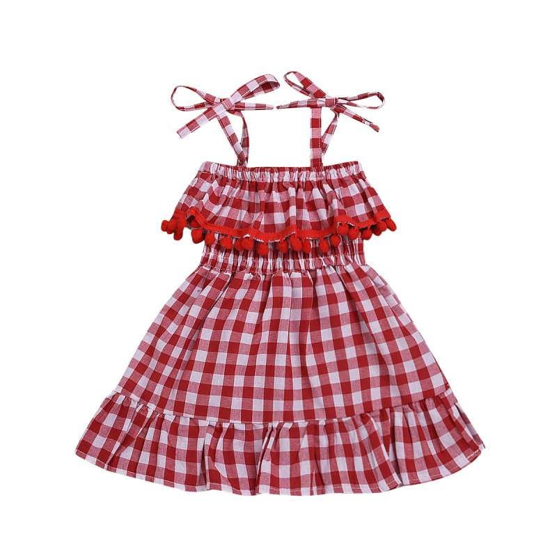 Girls Lattice Lace up Dress