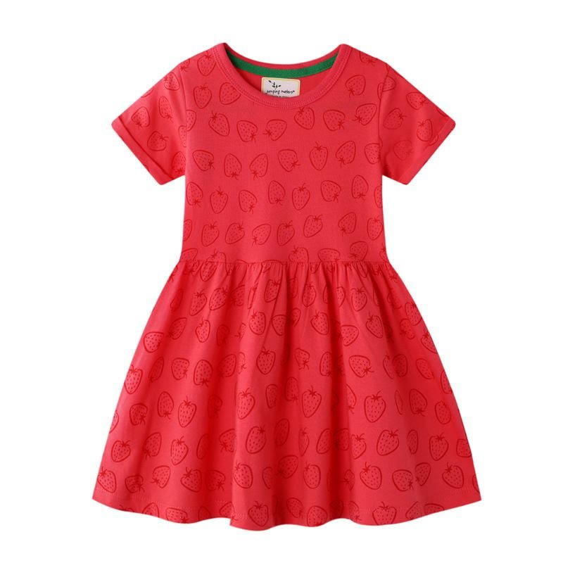 Girls Sweet Strawberry Print Dress