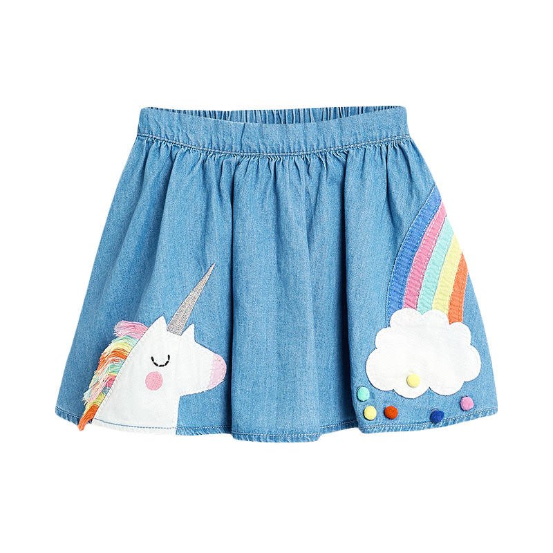 Girls Unicorn Denim Skirt