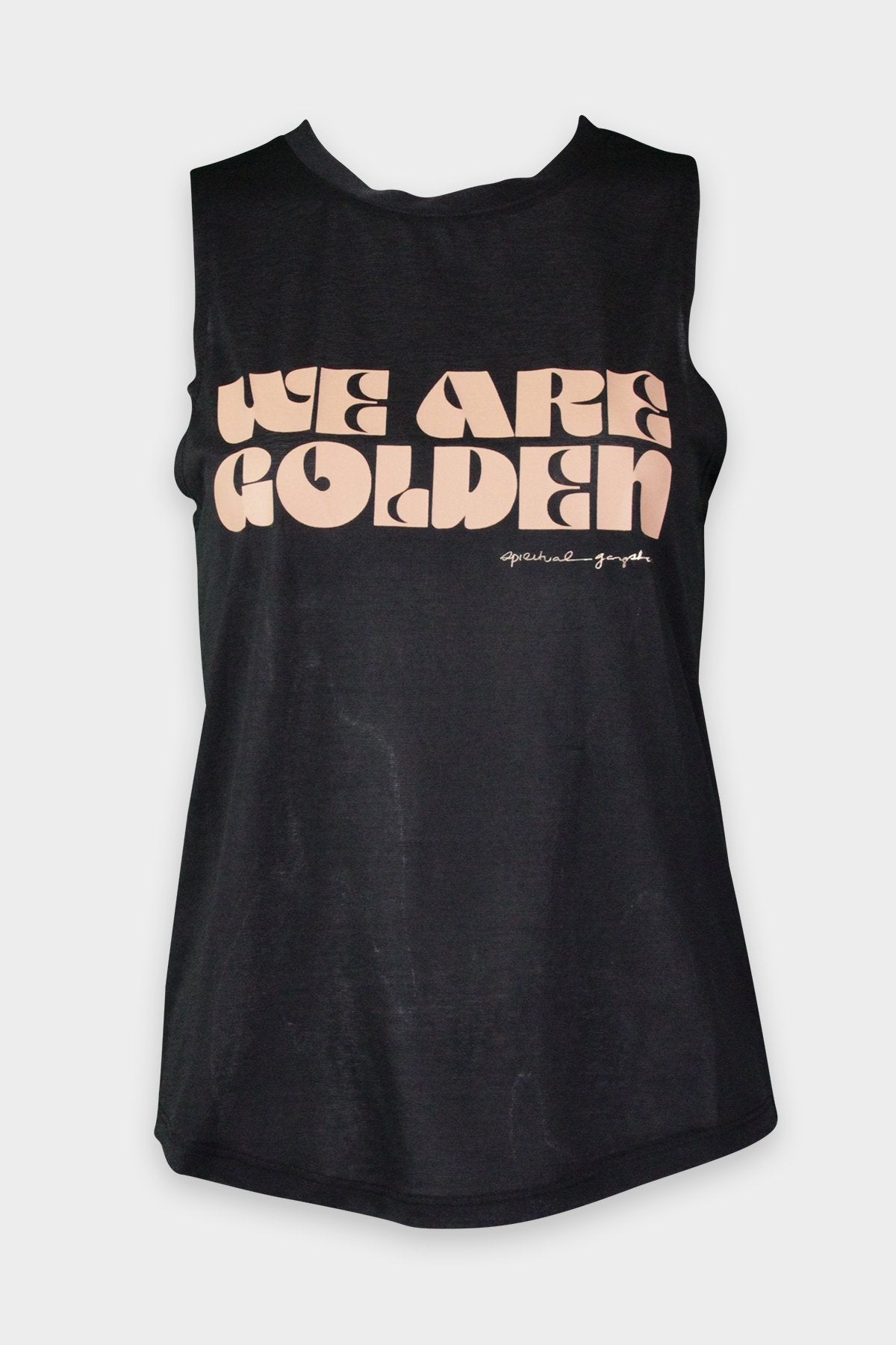 Golden Active Muscle Tank in Black