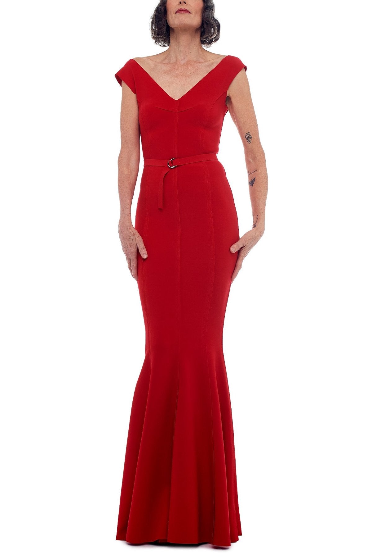 Grace Fishtail Gown in Tiger Red