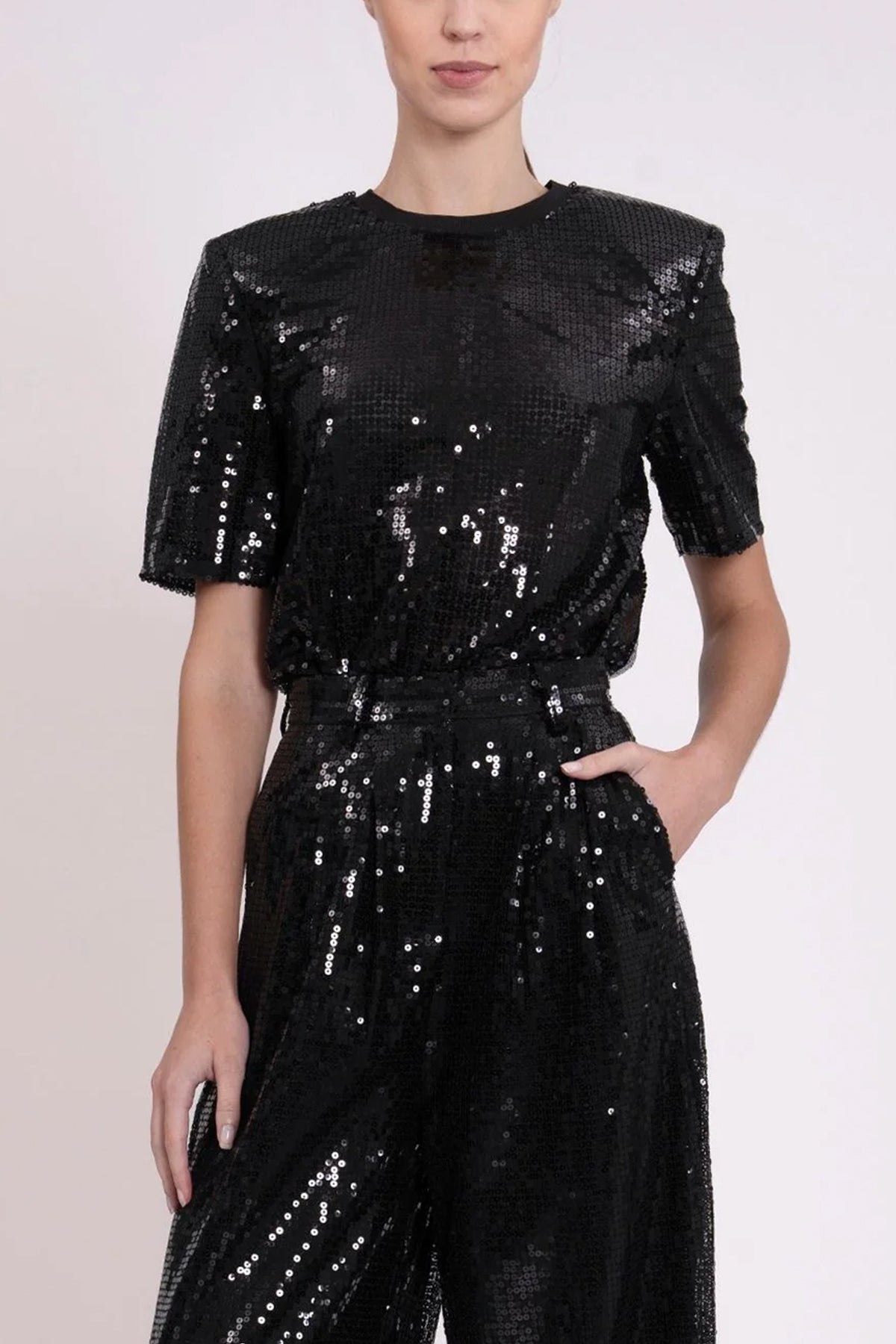 Gracie Sequin Top in Black