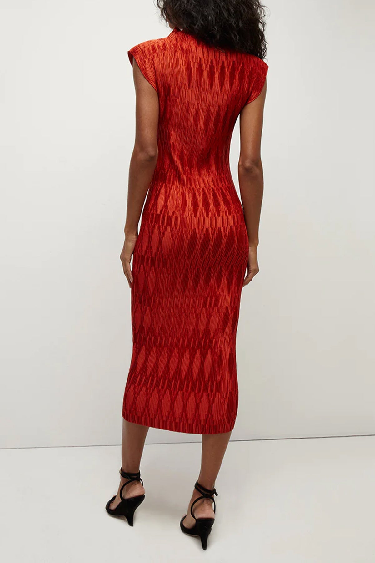 Gramercy Pleated Satin Dress in Flame