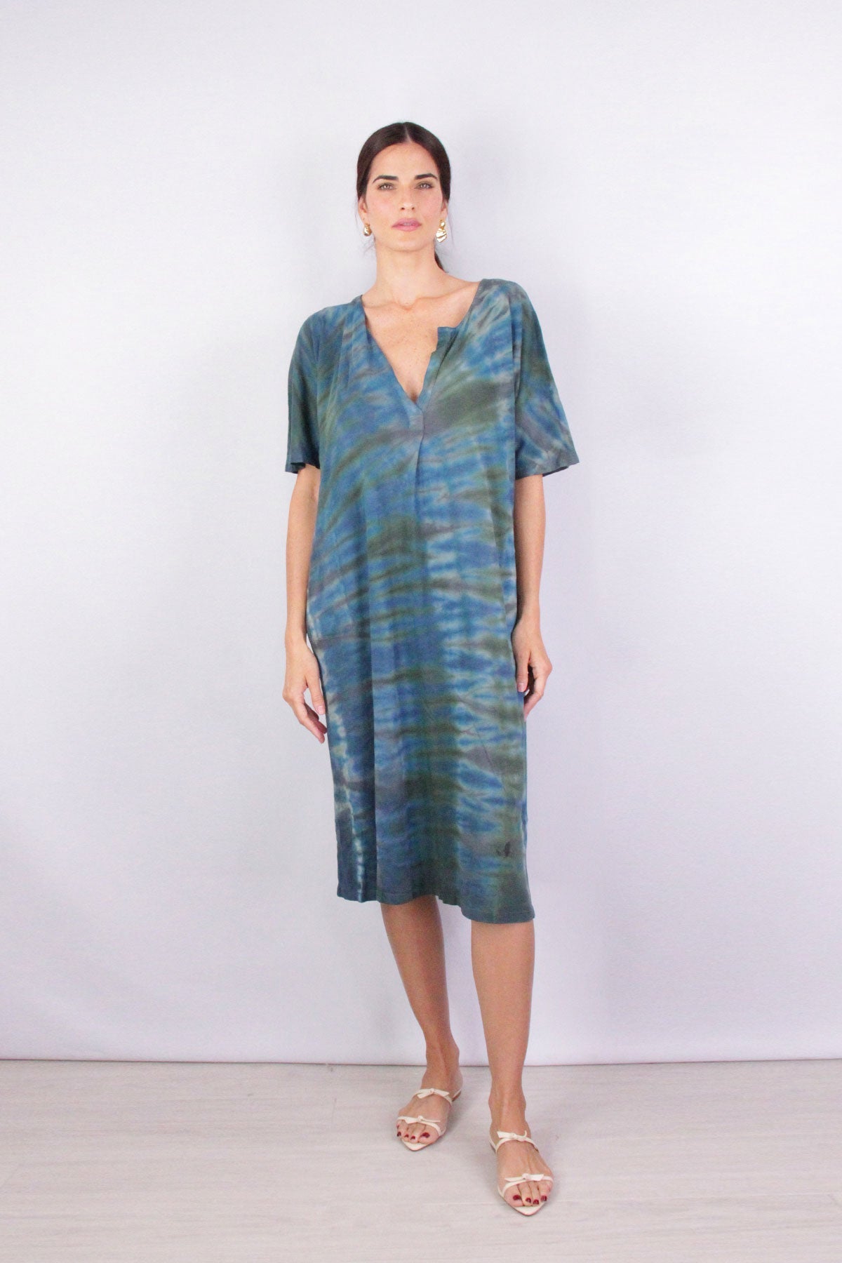 Henley Dress in Moss Aqua