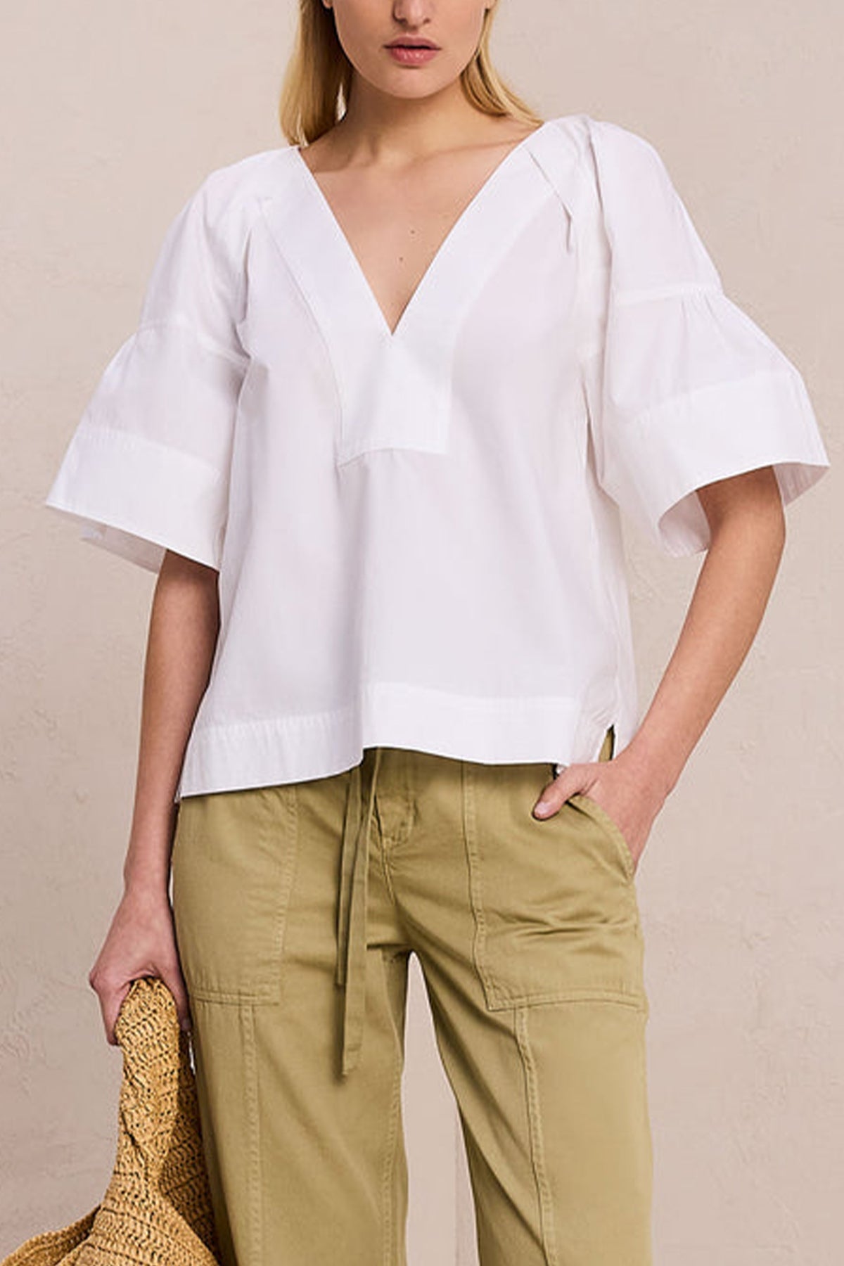 Hillary Cotton-Poplin Top in White