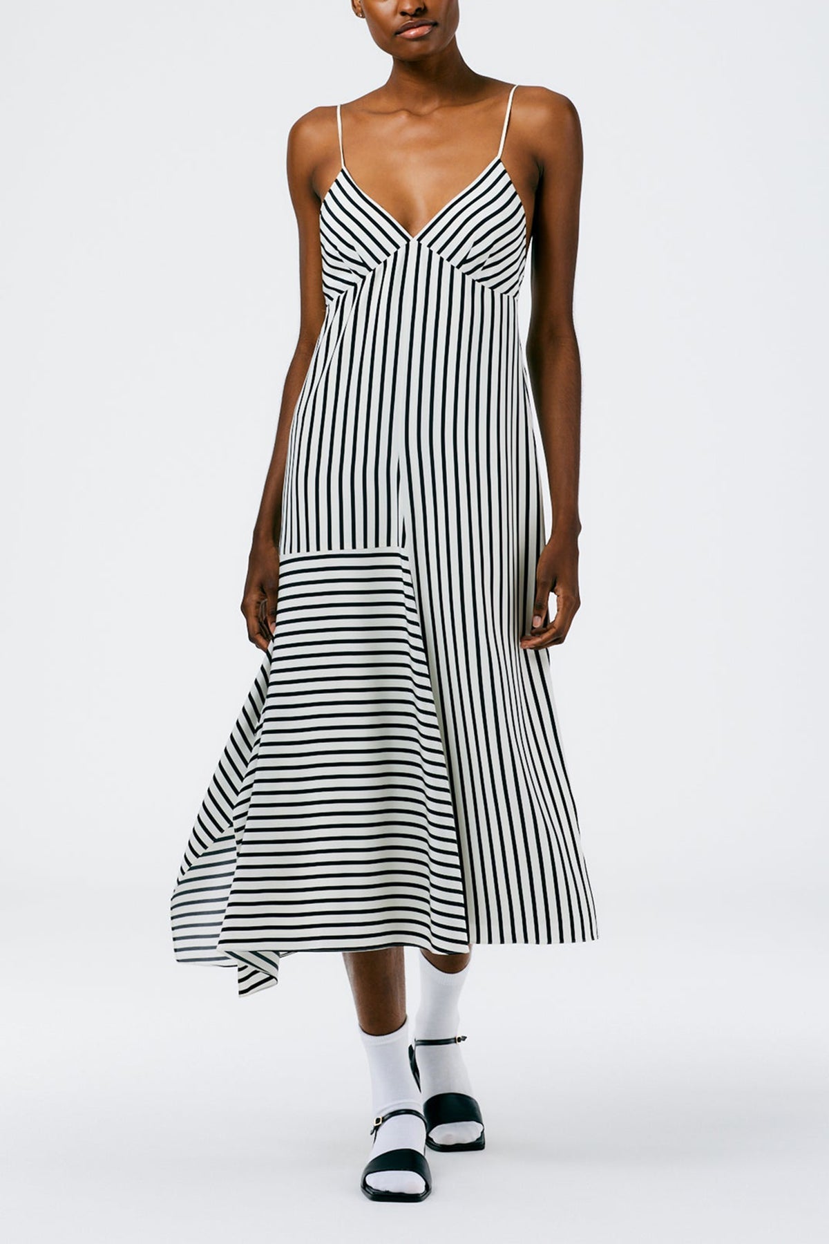 Identity Stripe Cami Dress in Black Multi