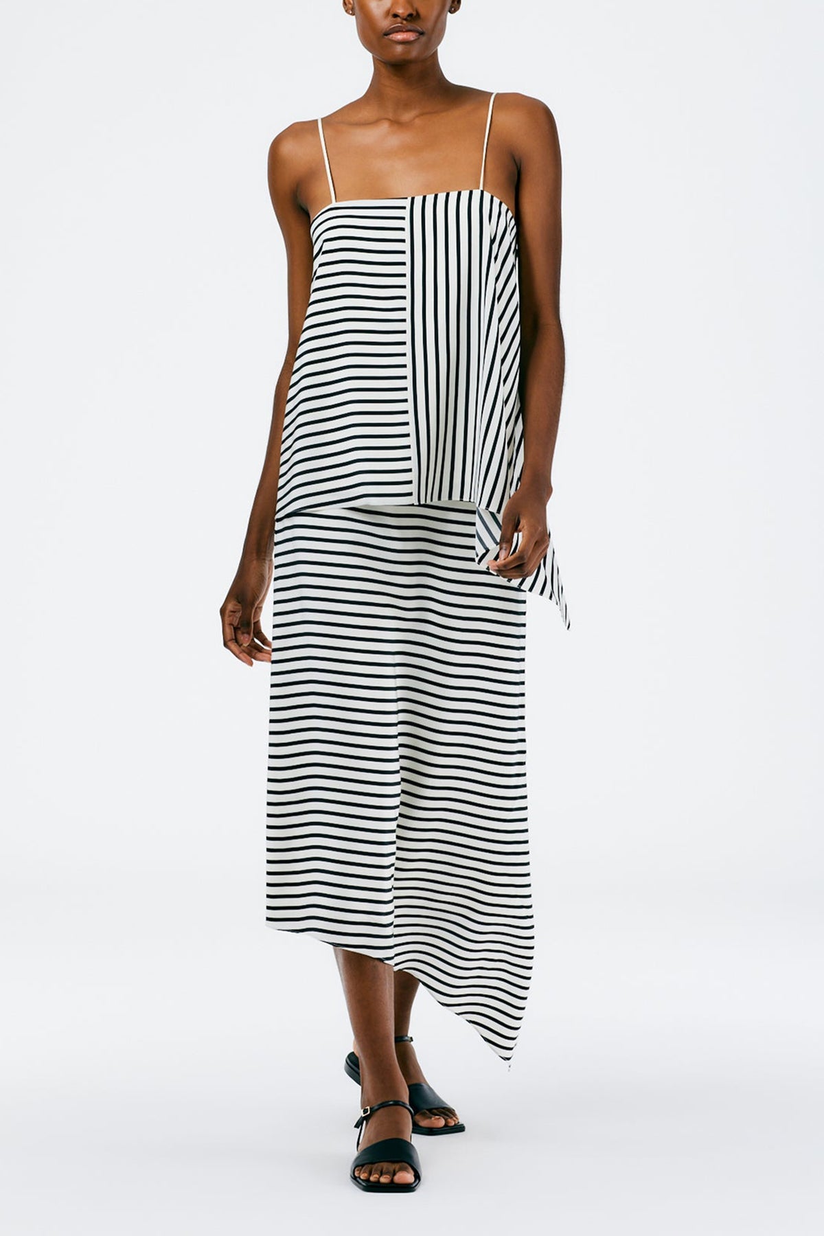 Identity Stripe Pencil Skirt in Black Multi