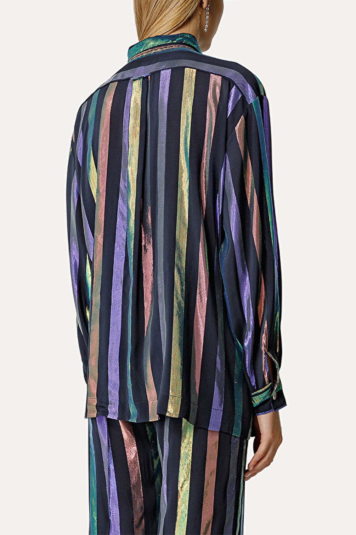 Iridescent Habotai Pyjama Shirt in Notte