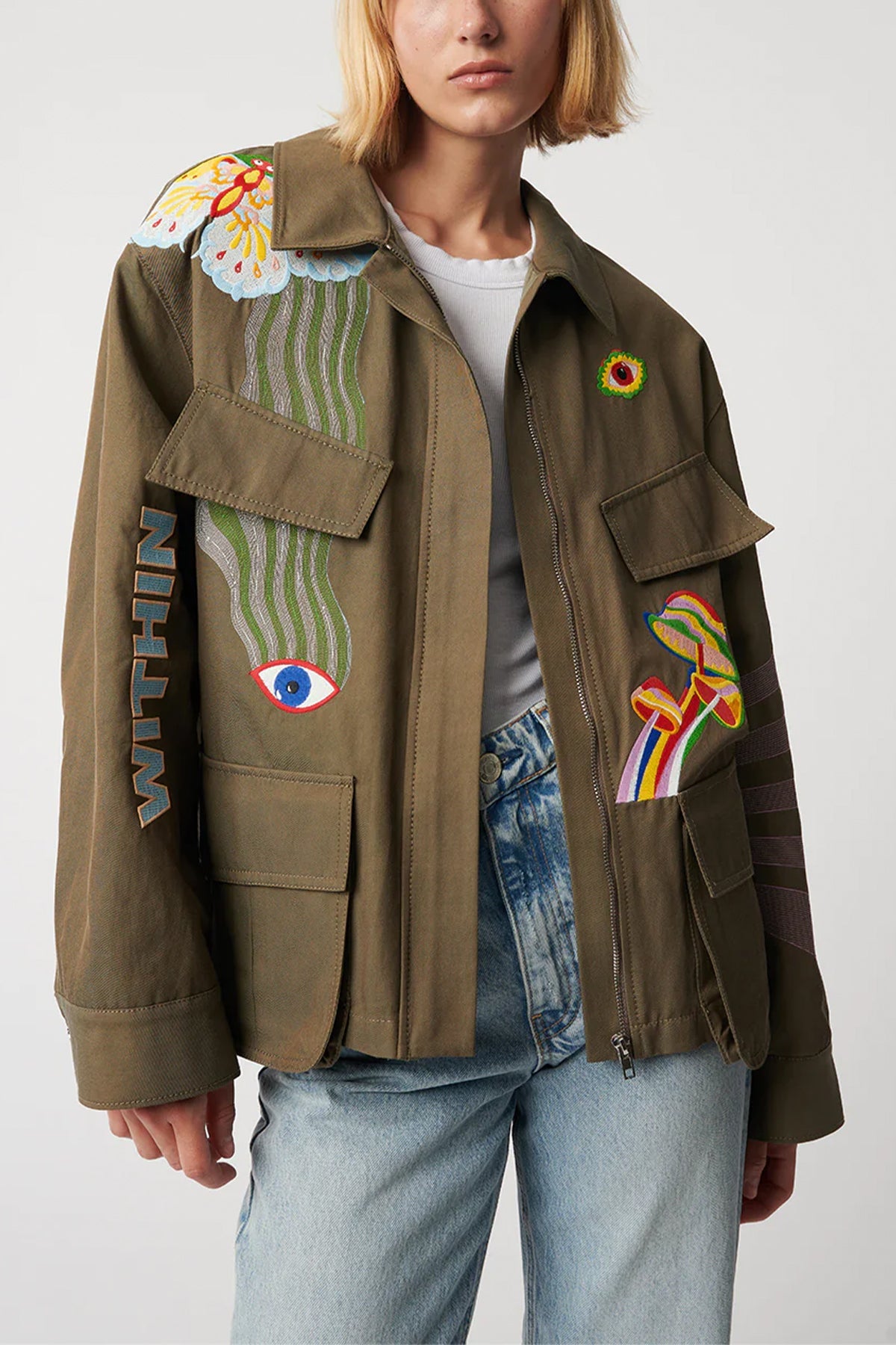 Jackson Embroidered Jacket in Trippy MIlitary