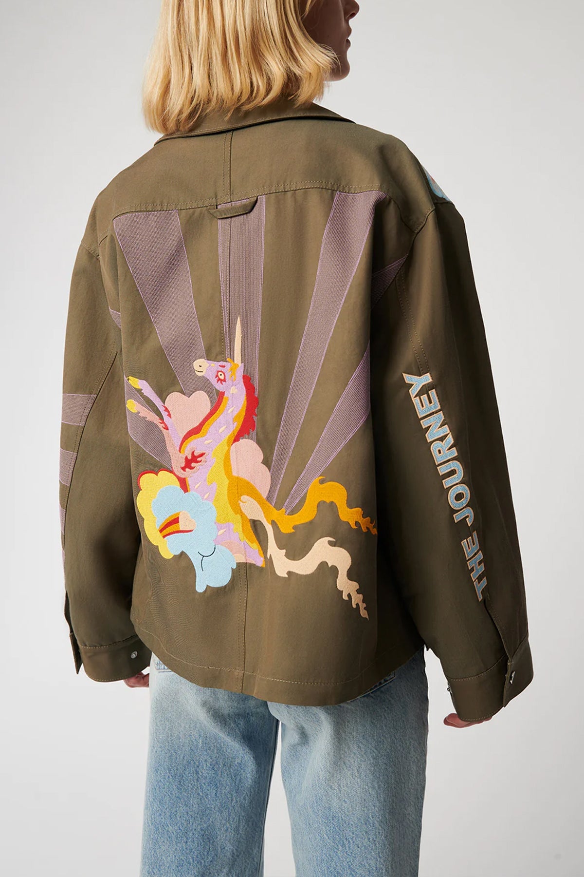 Jackson Embroidered Jacket in Trippy MIlitary