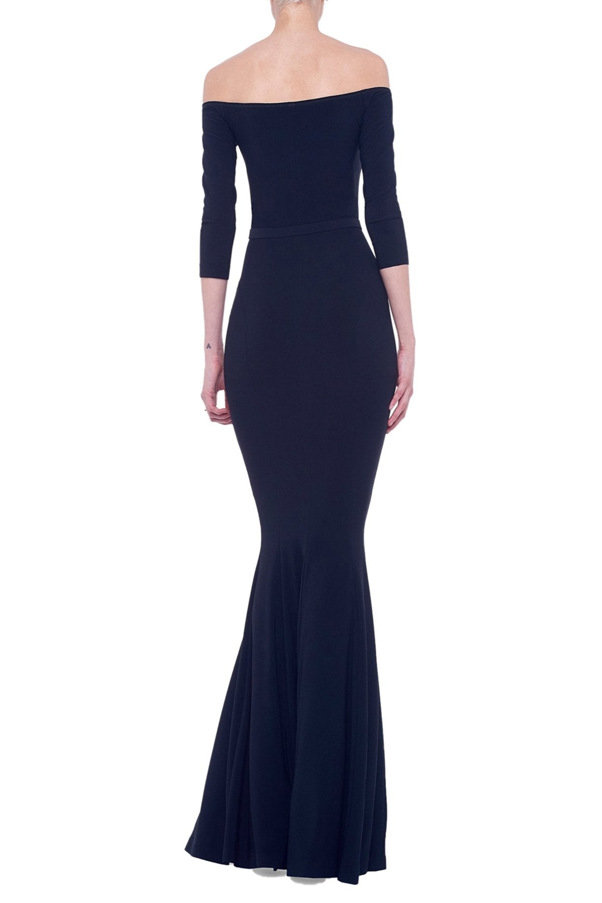 Off Shoulder Fishtail Gown in Black